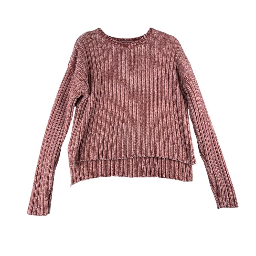 Pink Ribbed Knit Chenille Pullover Sweater Women's Medium Cozy Super Soft Warm